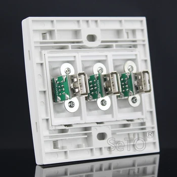 SeTo 86 Tip Tri Vrata USB Priključkov Zid Plošča Socket Keystone Faceplate