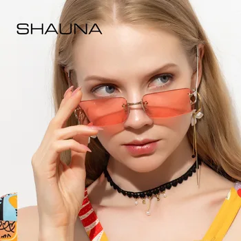 SHAUNA Moda Rimless Ženska sončna Očala Znamke Oblikovalec Jasno, Zeleni ljudje Barvnih Odtenkov UV400