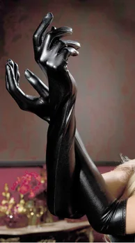 Sijoči Usnje Seksi Imitacije Lakastega Rokavice Dolgo Lepilo iz Lateksa Seks Tesen nočni klub Ples Queen Skušnjavi 44 cm