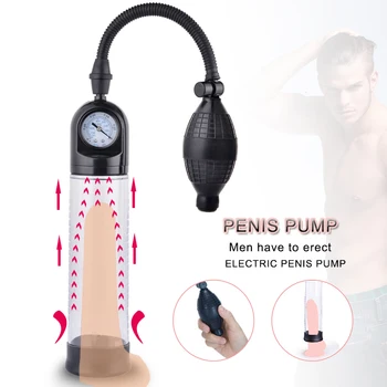 Silikonski Penis Črpalka Enlarger Extender Razvijalec Strecher Vakuumske Erekcijo z Ura Moška Masturbacija Adult Sex Igračke za Moške