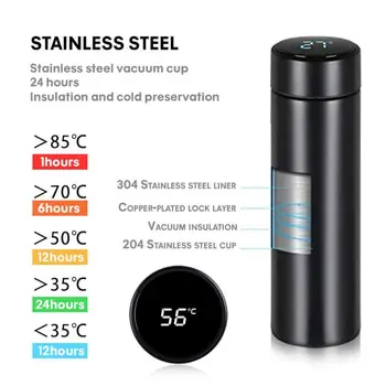 Smart Thermos Steklenico 500 ml Termovke Led Digitalni Prikaz Temperature iz Nerjavečega Jekla, Izolacija Skodelice Inteligentni Termo skodelice