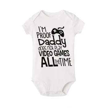 Smešno Očka Igra Tiskanja Novorojenčka Bodysuits očetovski Dan Darilo za Očka Baby Boy Girl Bombaž Jumpsuit Playsuit