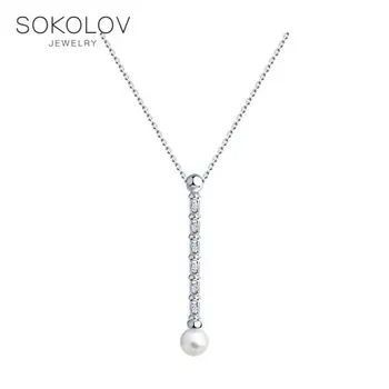 SOKOLOV Collier silver pearl in fianitami, modni nakit, 925, za ženske moški