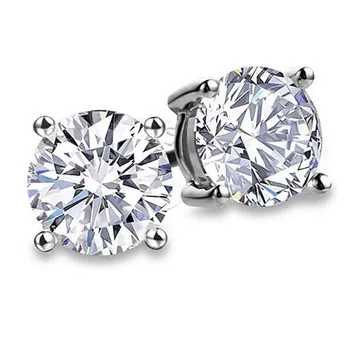 Solitaire 3ct Lab Diamond Gemstone Stud Uhan Realno 925 sterling srebrni Nakit Posla Poročni Uhani za Ženske, moške