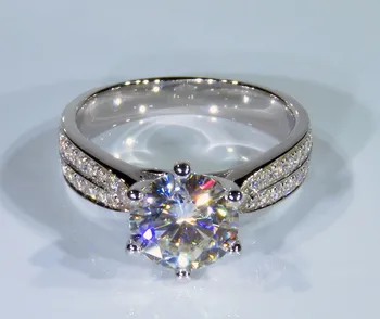 Solitaire ring 925 Sterling srebro 3ct AAAAA Sona Cirkon cz Poročni prstan Obroči za ženske, Moške Izjavo Stranka Nakit