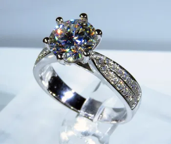 Solitaire ring 925 Sterling srebro 3ct AAAAA Sona Cirkon cz Poročni prstan Obroči za ženske, Moške Izjavo Stranka Nakit