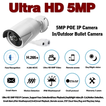 Sony IMX335 Home Security Ip Kamera Zunanja Nepremočljiva Bullet PC Kamere POE Gsm Cctv Kamere IR Nočno Vizijo Onvif 5mp Xmeye