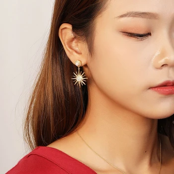 Sončnično Uhani 925 Sterling Srebro Visijo Earing Lupini Pearl Korejski Poletje Brincos Par Kot Mulheres Moda Mujer 2019 Sieraden
