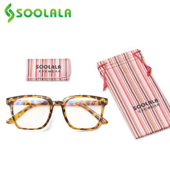 SOOLALA 4 Parov Kvadratnih Modra Svetloba Blokiranje Obravnavi Očala Ženske Povečevalna Očala Okvir Presbyopia Očala Ženska na Debelo