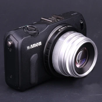 Srebro Mini 35mm f/1.6 APS-C CCTV Objektiv+adapter ring+2 Makro Obroček za Canon EF-M EOSM Mirroless Fotoaparat M1/M3/M5