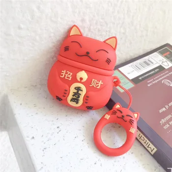 Srečen Mačka Silikonsko Ohišje za Airpods Pro Kritje Bluetooth Slušalke Primeru za Apple Airpod Pro Srčkan za Letalski Stroki 1 2 z Keychain