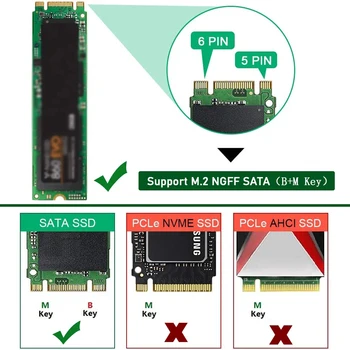 SSD M2, na USB Adapter M. 2 na USB Adapter B Tipko M. 2 SATA Protokol SSD Adapter NGFF za USB 3.0, SSD Kartice za 2230 2242 2260 2280 M2 4981