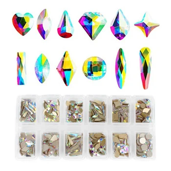 Strokovno Multi Obliko DIY Nail Art AB Okrasnih Kristalno Dekoracijo, Holographic Nail Bleščice Sequins Sparkly 3D Nail Art