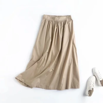 Suho faldas mujer moda 2020 angliji modni stil eleganten bombaž beloprsi singl svoboden priložnostne krilo ženske dolga krila womens
