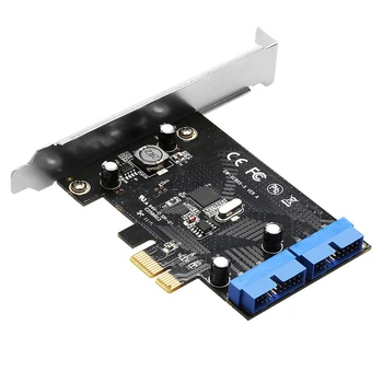Super Hitrost PCI Express Dual 20 Pin Krmilnika USB 3.0 za Kartico PCI-E X1 2 Vrat USB 3.0 Glave pcie riser card za Računalnik