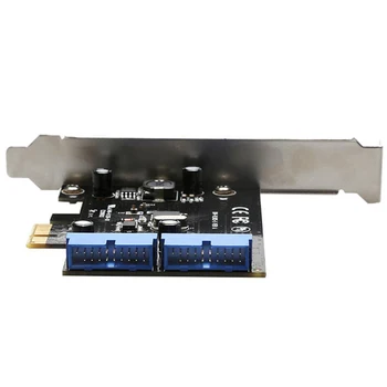 Super Hitrost PCI Express Dual 20 Pin Krmilnika USB 3.0 za Kartico PCI-E X1 2 Vrat USB 3.0 Glave pcie riser card za Računalnik