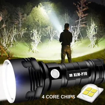 Super Močna LED Svetilka Z CREE L2 XHP70 Vodotesno svetilko USB polnilne Ultra Svetla Luč za kampiranje, lov