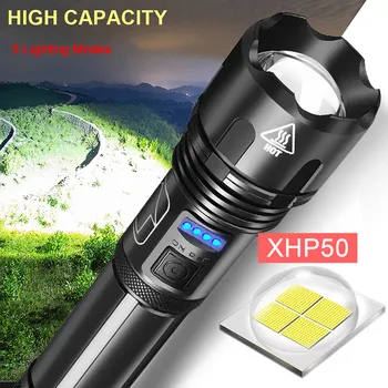 Svetilka na Prostem XHP50 LED Svetilka Taktično Lov USB Polnilna Svetilka baterijska Svetilka s Povečavo Lučka LED Bliskavica