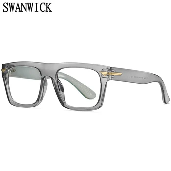 Swanwick tr90 kvadratnih modra svetloba blokiranje očal okvir črne, sive optičnega stekla za ženske modni očala moški jasno objektiv