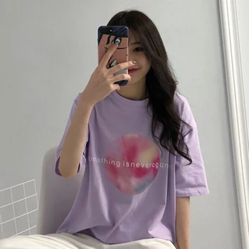 T-majice Ženske Poletje Natisnjeni Candy Barve Svoboden Prosti čas Študentov Visoke Kakovosti Kratek Rokav T-shirt Ženska korejskem Slogu vsak Dan Nove