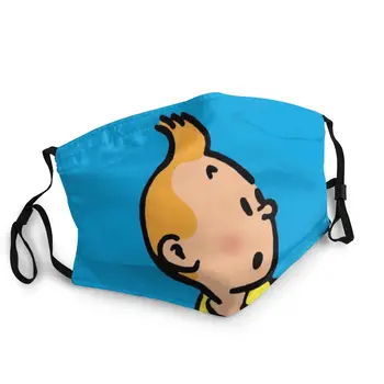 The Adventures Of Tintin Odraslih za Večkratno uporabo Usta Masko Natisnjeni Anti Meglica Varstvo Masko Usta Žarilna s Filtri