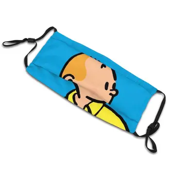 The Adventures Of Tintin Odraslih za Večkratno uporabo Usta Masko Natisnjeni Anti Meglica Varstvo Masko Usta Žarilna s Filtri