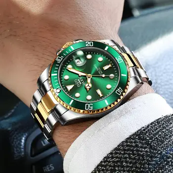 Top blagovne Znamke Moških Watch Green Luxury Moda Nepremočljiva Quartz Športne iz Nerjavečega Jekla potop Rolexable ročno uro Reloj Hombre + Box 26729