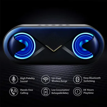 TOPROAD Prenosni 10W Bluetooth Zvočniki HI-fi Brezžični Velika Moč Soundbox Subwoofer Stolpec Stereo Bas Zvočnike, Podpira TF AUX USB