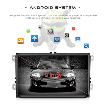TOPSOURCE Avto Multimedia Player 9 Inch Android 2 Din Z GPS Wifi RDS avtoradia Za VW/Volkswagen/POLO/PASSAT/Golf/Škoda/Fabia