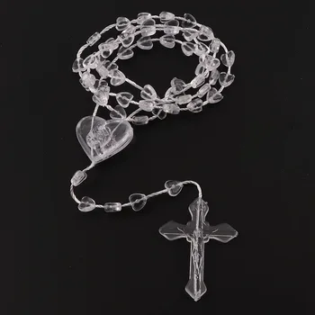Tovarne, 6mm prozorno Plastično Venci Plastičnih Venec Srce Kroglice Poceni Ogrlica Katolištvo Molitev Verske Nakit