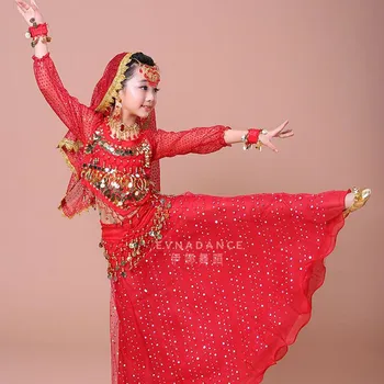 Trebuh Plesne Kostume Dan Otrok Dolge Rokave Ples Strokovne Uspešnosti Konkurence Obleko Dekle Bollywood Obrabe H4592