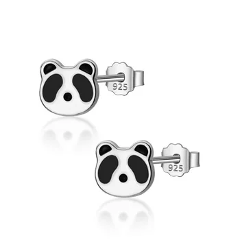 TrustDavis Pravi 925 Sterling Srebro Sladko Srčkan Minimalističen Živali Panda Stud Uhani Za Ženske svate Fine Nakit DS947
