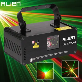 TUJEC Daljinsko DMX512 200mW RGY Laser Razsvetljavo Optičnega Učinka Dance DJ Disco Party Kažejo Luči Božič Projektor Luči