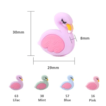 TYRY.HU 10pc Lep Labod Silikonskih Kroglic Hrane Razred Flamingo Obliko Baby Žvečljive Začetnih Kroglice Za DIY Nakit, Izdelava Ogrlica