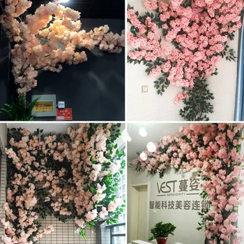 Umetni češnjo Trte Ponaredek Češnjev Cvet Cvet Veje Sakura Drevo Steblo za Dogodek, Poroko Drevo Deco Umetne Dekorativne
