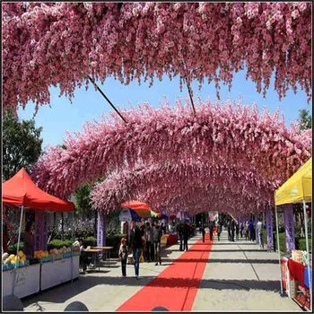 Umetni češnjo Trte Ponaredek Češnjev Cvet Cvet Veje Sakura Drevo Steblo za Dogodek, Poroko Drevo Deco Umetne Dekorativne
