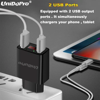 UNIDOPRO LED Zaslon 2 USB Telefon EU Polnilnik Priključite Max 2.2 Pametno Hitro Polnjenje Mobilnih Polnilnik za iPhone, za Vse Pametne telefone