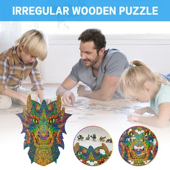 Unikatne Lesene Animal Jigsaw Uganke Skrivnostno Dinozaver 3d Puzzle Za Odrasle, Otroški Izobraževalni Puzzle Čudovito Interaktivna Igrača#FS