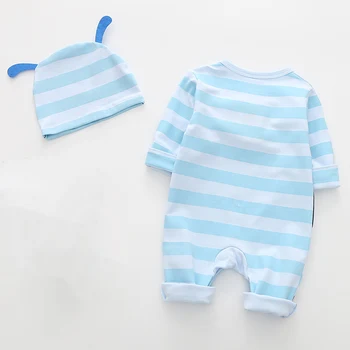 Unisex Baby Dolg Rokav Obleka, Jeseni Bombaža Dolgo Jumpsuit+Klobuk 2 Kosa Oblačila Roupa Bebe za Novorojenčke Toddlers