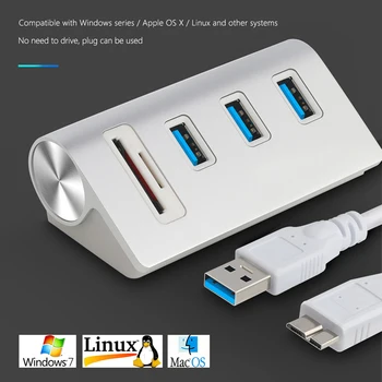 USB 3.0 Hub 3 Vrata z TF / SD Card Reader High Speed Multi USB Razdelilnik usb, card reader za MacBook programa windows za Prenosni RAČUNALNIK