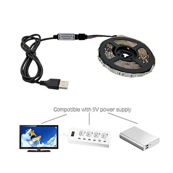 USB 44 Tipko LED Trakovi, žarnice 2835 SMD 5 Prilagodljivo luči LED Trak Trak 5m HDTV TV Namizje Ozadje Zaslona LED Stri