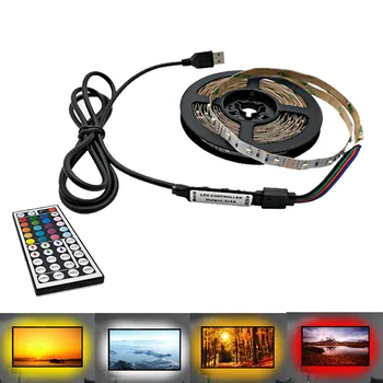 USB 44 Tipko LED Trakovi, žarnice 2835 SMD 5 Prilagodljivo luči LED Trak Trak 5m HDTV TV Namizje Ozadje Zaslona LED Stri