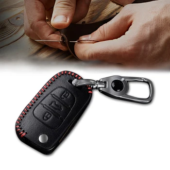 Usnje Avto Ključ Primeru Ključni Fob Kritje Za Hyundai Tucson Creta ix25 ix35 Verna 3 4 Gumbi, Pametna Zložljiva Keychain