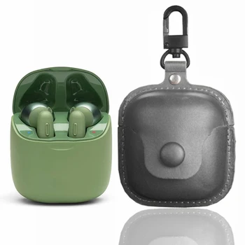 Usnjena torbica za JBL TUNE 220TWS Prenosni Zaščitni Pokrov z Keychain Bluetooth Slušalke Polnjenje Box Črni