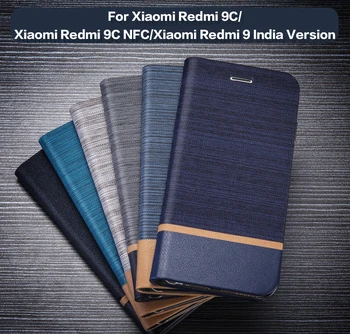 Usnjene Denarnice Primeru Za Xiaomi Redmi 9C Redmi 9C NFC Telefon Primeru Za Xiaomi Redmi 9 Indija Različica Primeru Mehke Silikonske Zadnji Pokrovček