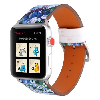 Usnjeni trak za apple watch band 44 mm 40 mm tiskanje zapestnica pasu watchband correa apple watch 42mm 38 mm iwatch serije 5 4 3 23125