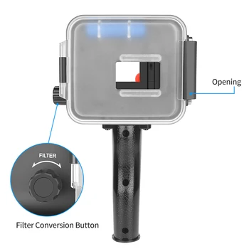 USTRELIL 40M 900LM Podvodno LED Video Luč za GoPro Hero 7 6 5 Črni Nepremočljiva Potapljanje Flash Razsvetljavo Izpolnite Lučka + Rdeči Filter