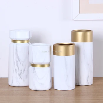 Ustvarjalne Nordijska Vaza Dekoracijo dnevne Sobe Keramike, Zlata Platišča Marmorja Sodobno Opremo Doma Vaze za Homes