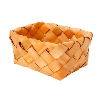 Ustvarjalne Ročno Pletene Pravokotne Sadje Košarice za Kruh Košarico Lesa Piknik Košaro za Shranjevanje Košarico Košarico 19x14x9cm