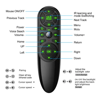 V6 Pro Glas Daljinski upravljalnik 2.4 G Brezžični Zraka Miško Žiroskop Osvetlitvijo IR Učenje za Android TV Box H96 max TX9S X1 X3 pro